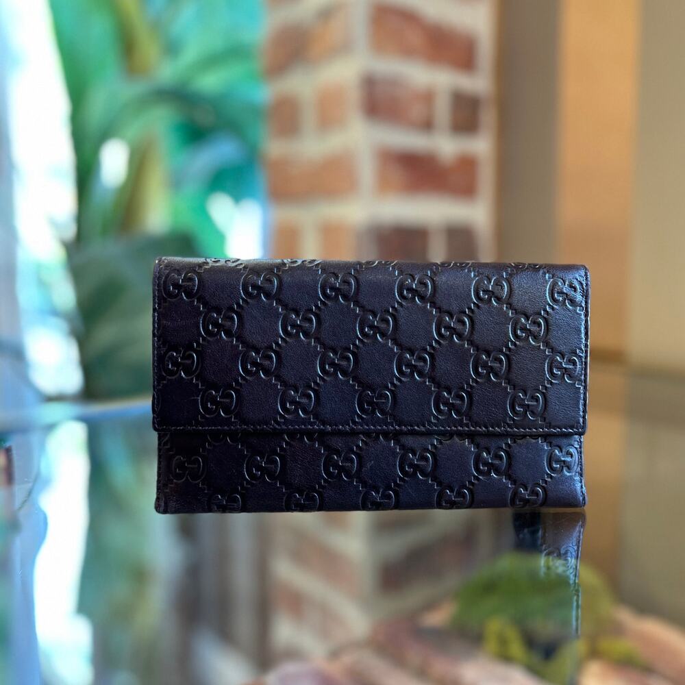 GUCCI Brown Guccissima Leather Continental Flap Snap Wallet